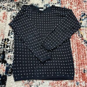 Vintage Crescendo Black Sweater with Pearls